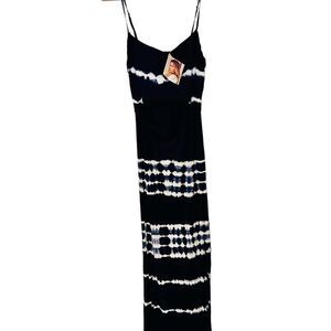 NWT Kittenish Navy Blue Tie Dye Maxi Dress Small